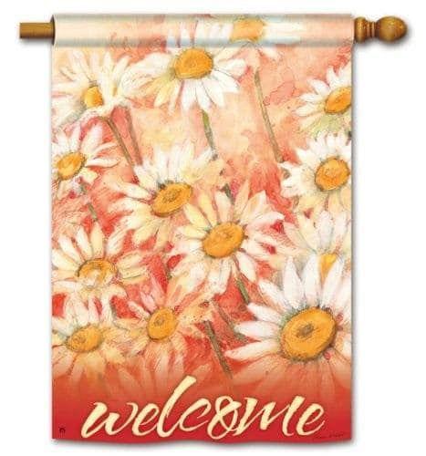 Daisy Field Welcome Flag 2 Sided Decorative Banner heartlandflags