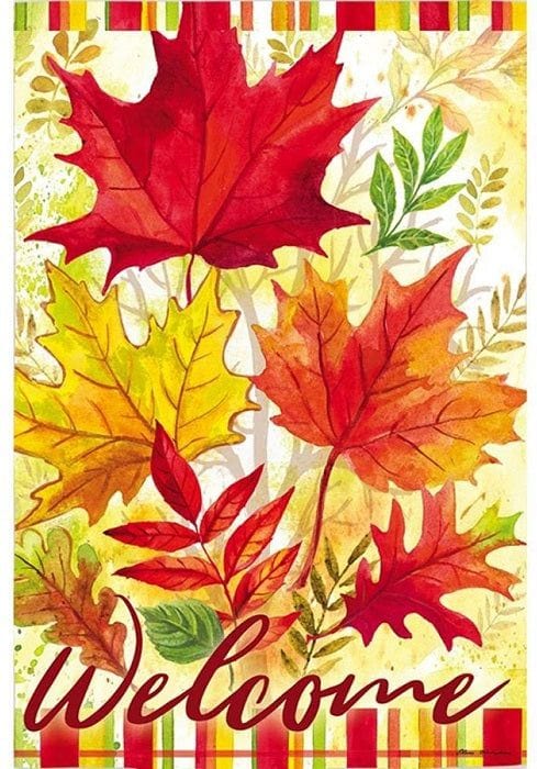 Fall Leaves Garden Flag 2 Sided Autumn Welcome heartlandflags