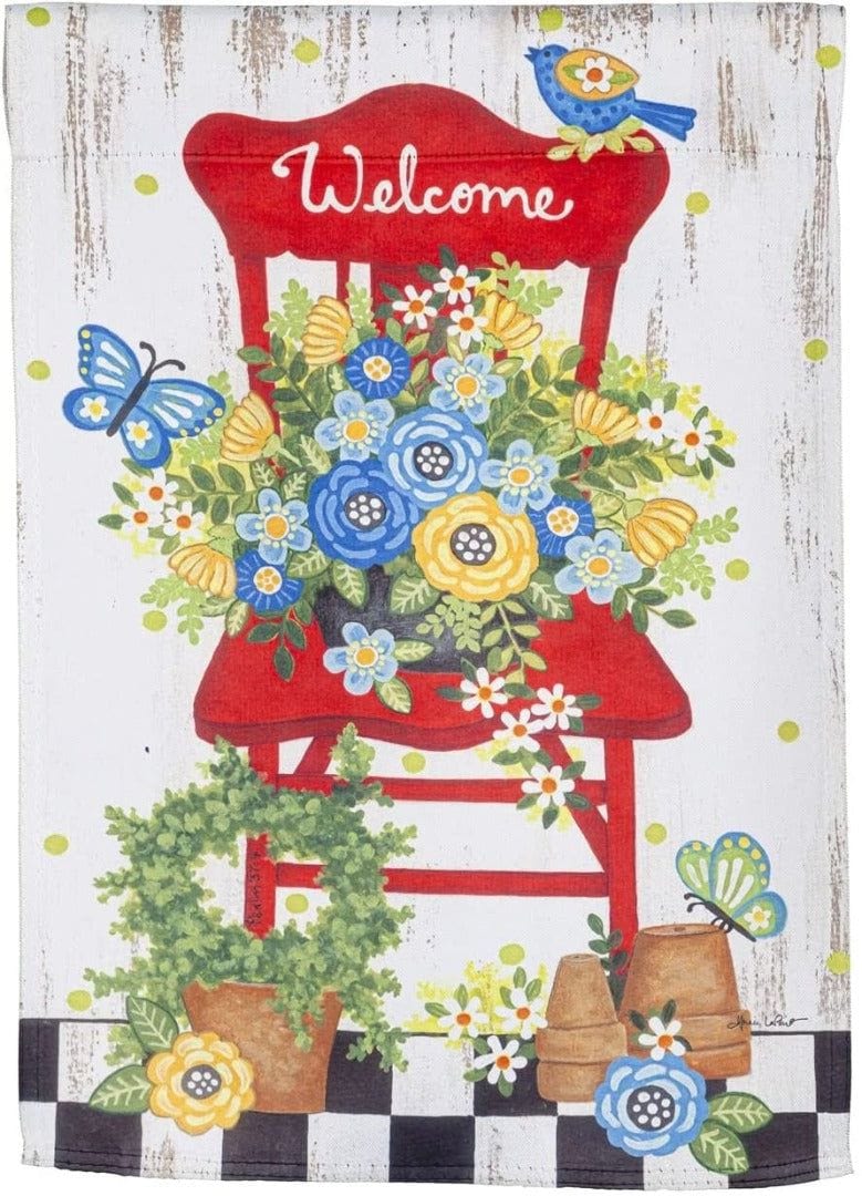 Floral Chair Garden Flag 2 Sided Decorative heartlandflags