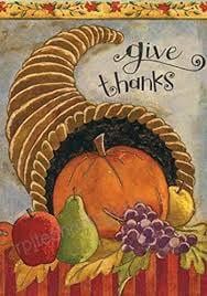 Give Thanks Cornucopia Thanksgiving Garden Flag heartlandflags