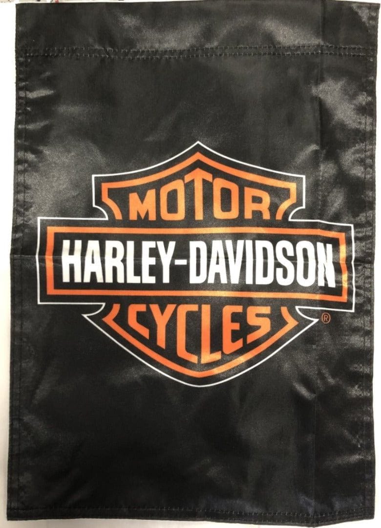 Harley Davidson Black Garden Flag 2 Sided Logo heartlandflags