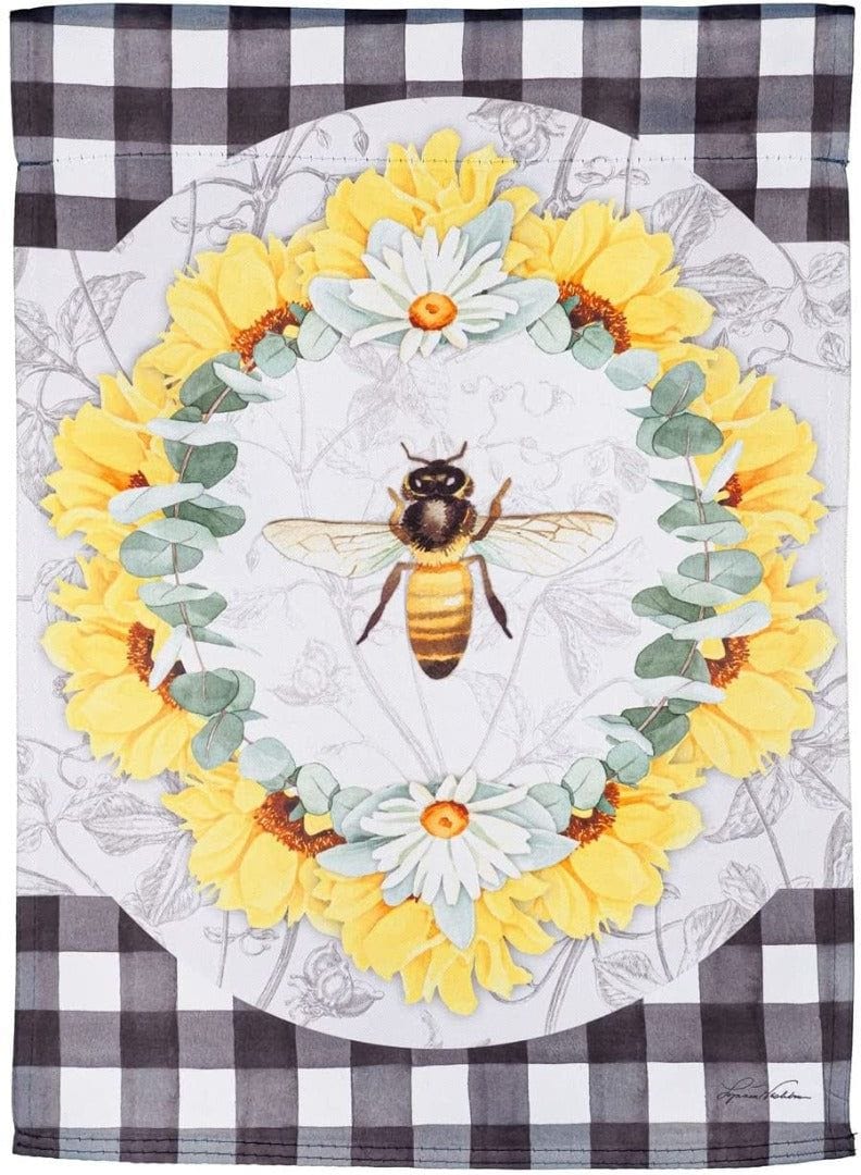Honey Bee and Flowers Flag 2 Sided Decorative Banner heartlandflags