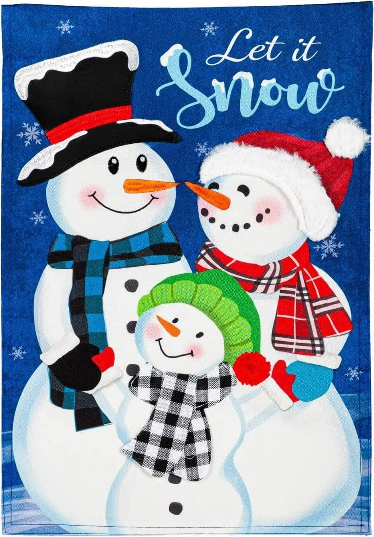 Let It Snow Family Garden Flag 2 Sided Decorative Winter heartlandflags