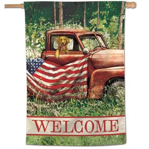 Patriotic Dog Truck Banner Flag heartlandflags