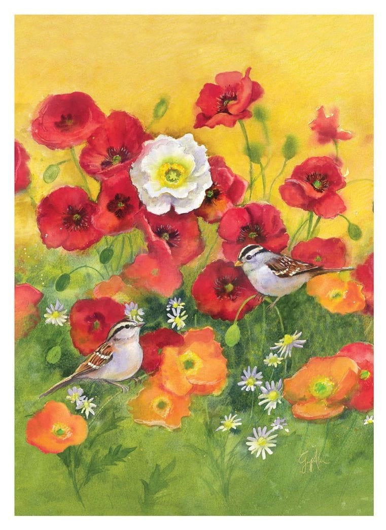 Poppy Fields Garden Flag 2 Sided Waffle heartlandflags