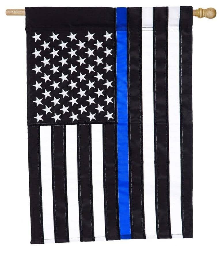 Thin Blue Line 2 Sided Applique American Banner Flag heartlandflags