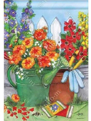 Vintage Watering Can Flag Spring House Banner heartlandflags