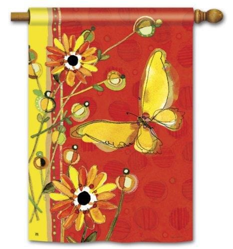 Yellow Butterfly Flag 2 Sided Decorative House Banner heartlandflags
