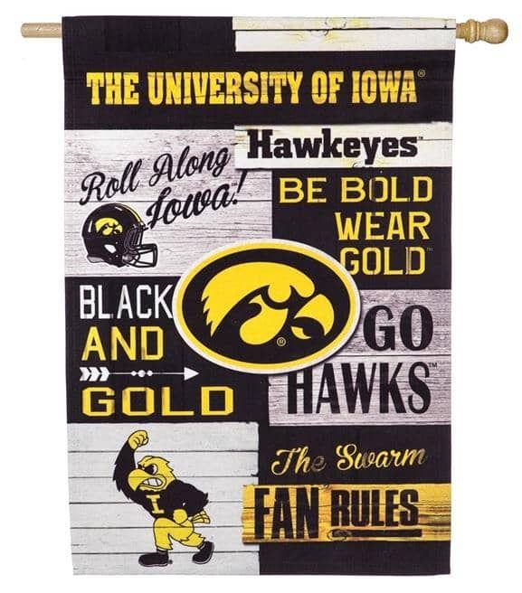 Iowa Hawkeyes Flag 2 Sided Be Bold Wear Gold House Banner 13L980FR Heartland Flags