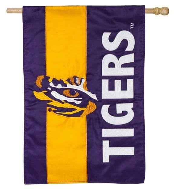 LSU Tigers Flag 2 Sided Embellished Tiger Eye Applique House Banner heartlandflags