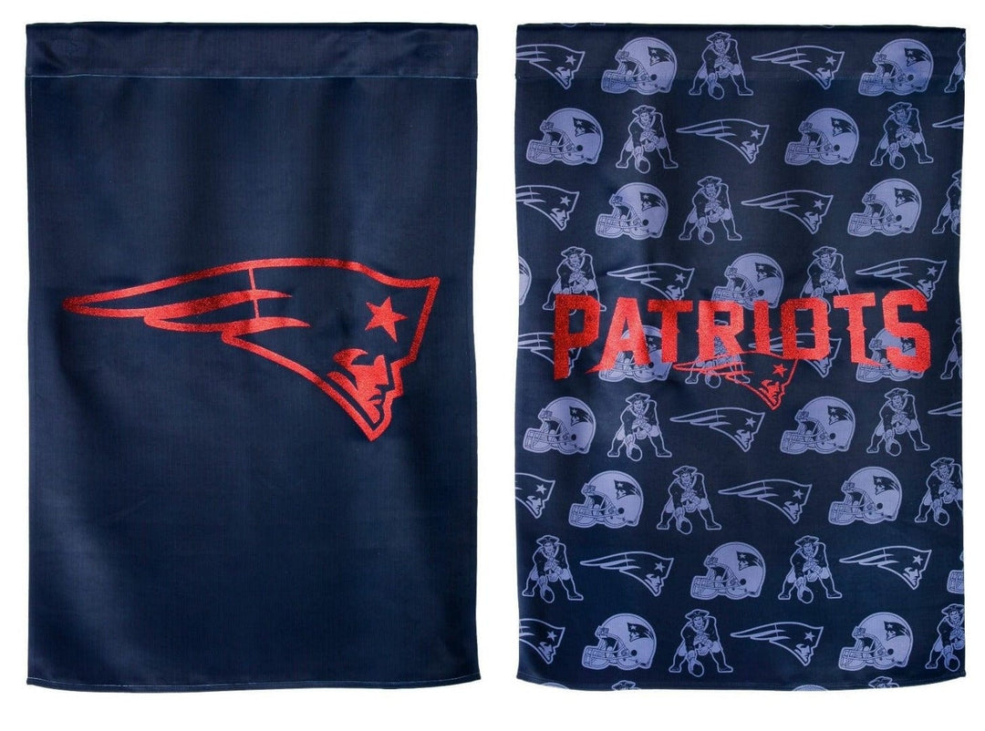 New England Patriots Flag 2 Sided Glitter Vertical Banner heartlandflags