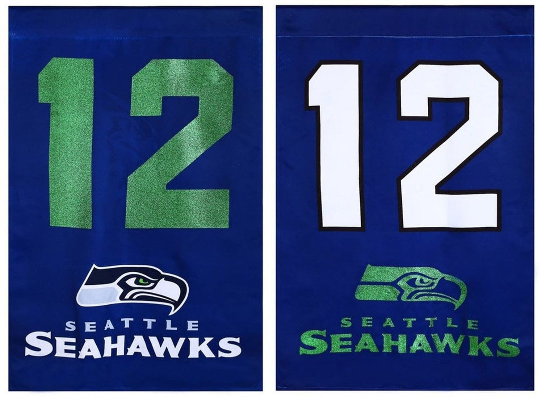 Seattle Seahawks Flag 2 Sided NFL 12th Man House Banner Glitter heartlandflags