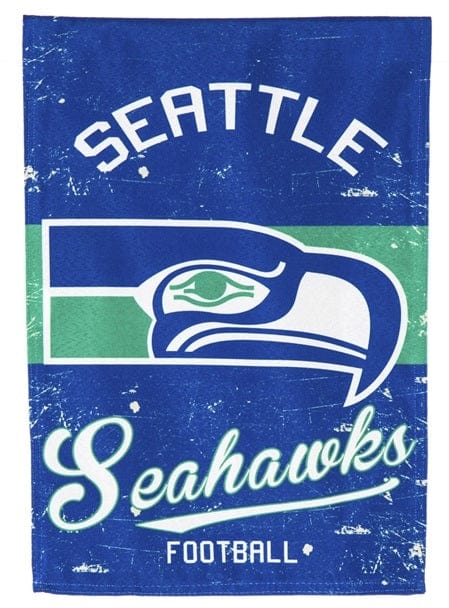Seattle Seahawks Garden Flag 2 Sided Vintage Distressed Logo heartlandflags