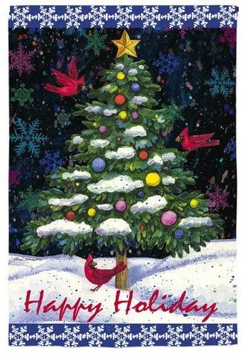 Tree and Cardinals Christmas Garden Flag 2 Sided heartlandflags